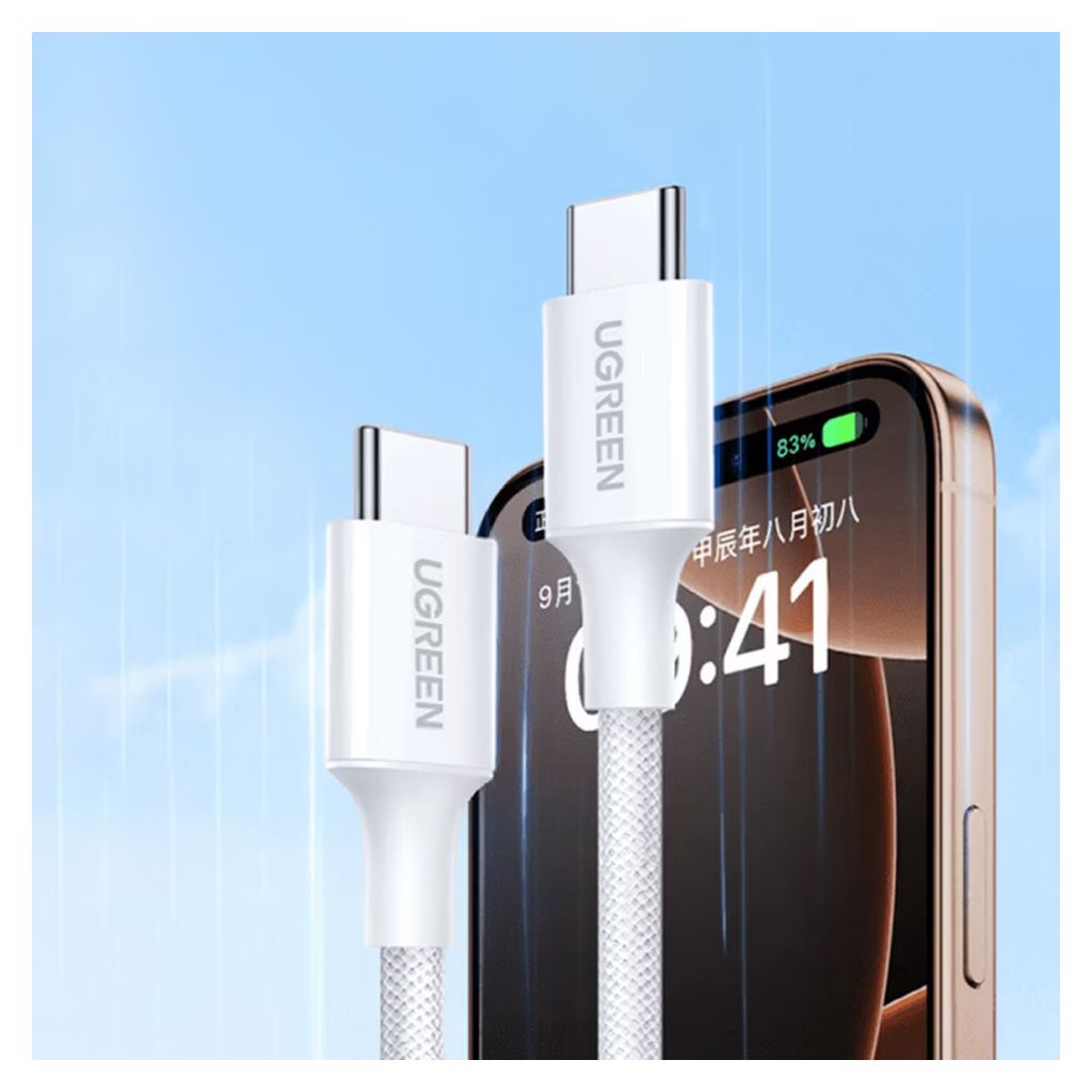 UGREEN USB-C to USB-C 3A/60W Braided Cable White 2m