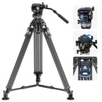 NEEWER LL55 197cm Carbon Fiber Video Tripod with Fluid Head
