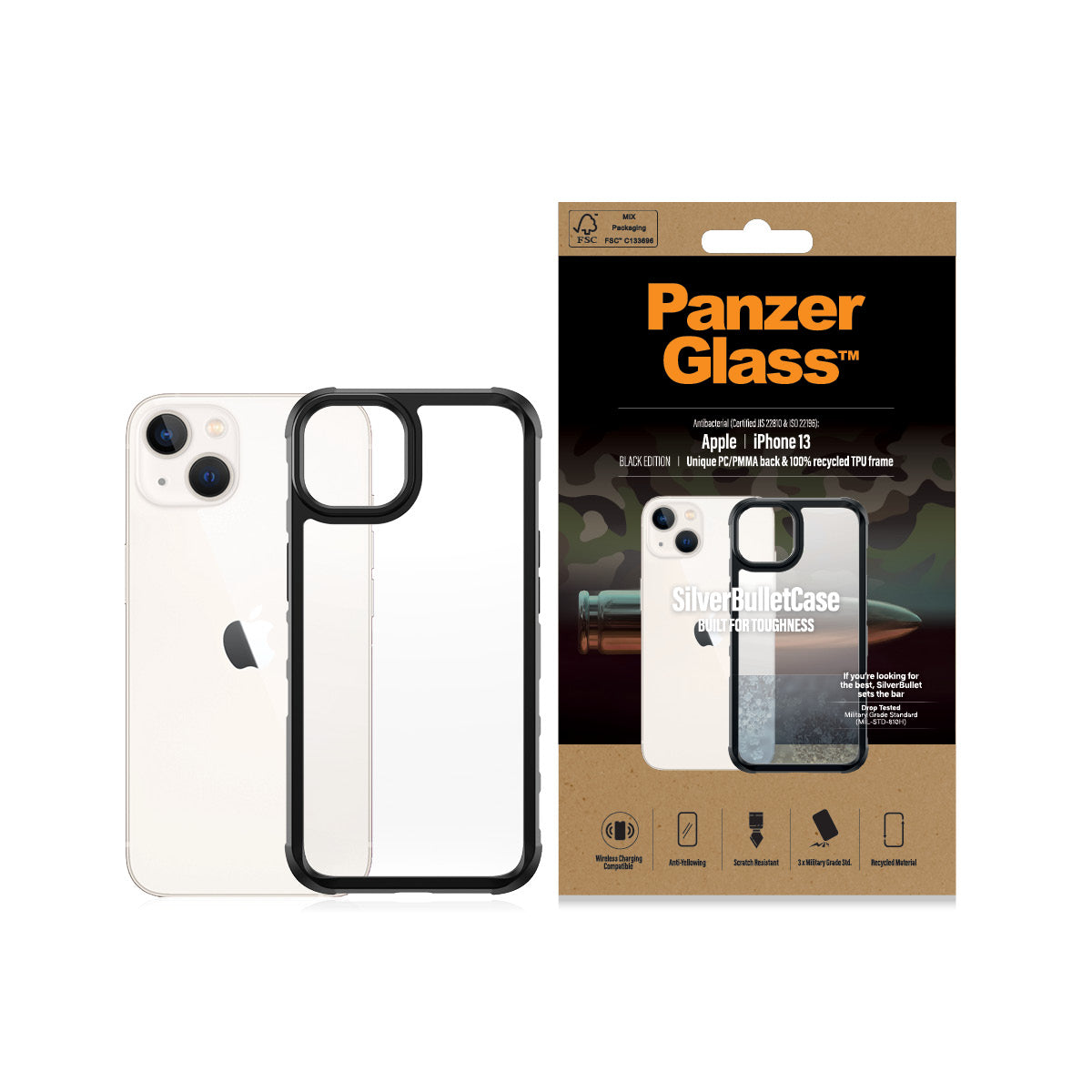 PanzerGlass ClearCase for iPhone 13 (Black Frame)