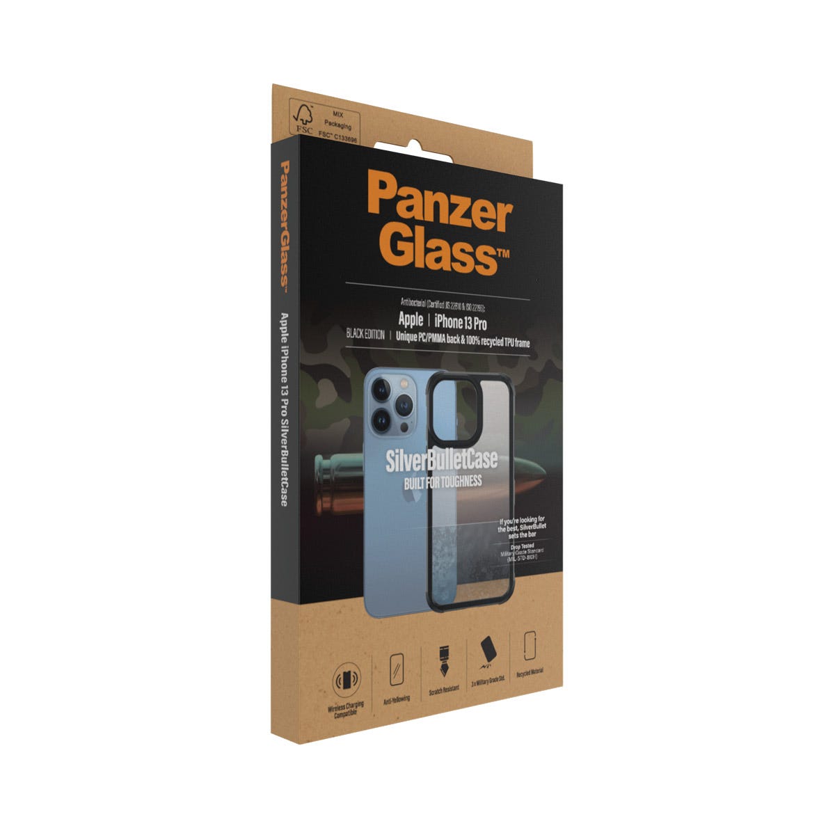 PanzerGlass ClearCase for iPhone 13 Pro (Black Frame)