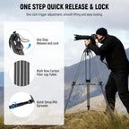 NEEWER LL55 197cm Carbon Fiber Video Tripod with Fluid Head