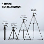 NEEWER LL55 197cm Carbon Fiber Video Tripod with Fluid Head