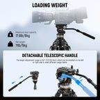 NEEWER LL55 197cm Carbon Fiber Video Tripod with Fluid Head