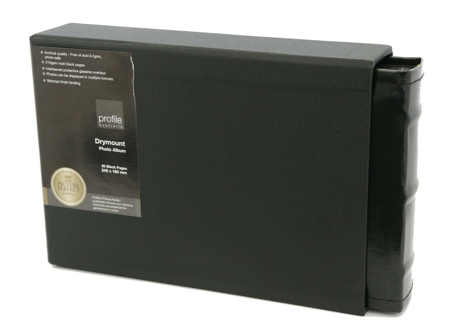 Profile - Regal Black Dry Mount Album - 50 Pages 160x240 Leather-style cover book bound