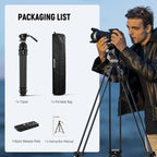 NEEWER LL55 197cm Carbon Fiber Video Tripod with Fluid Head