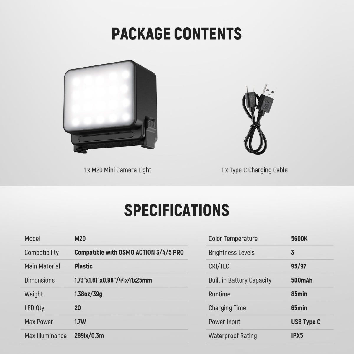NEEWER M20 Magnetic LED Camera Light