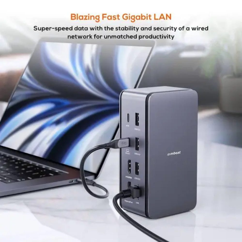 Mbeat 14 in 1 USB4 Docking Station with 8K Video 40Gbps Data (Space Grey)