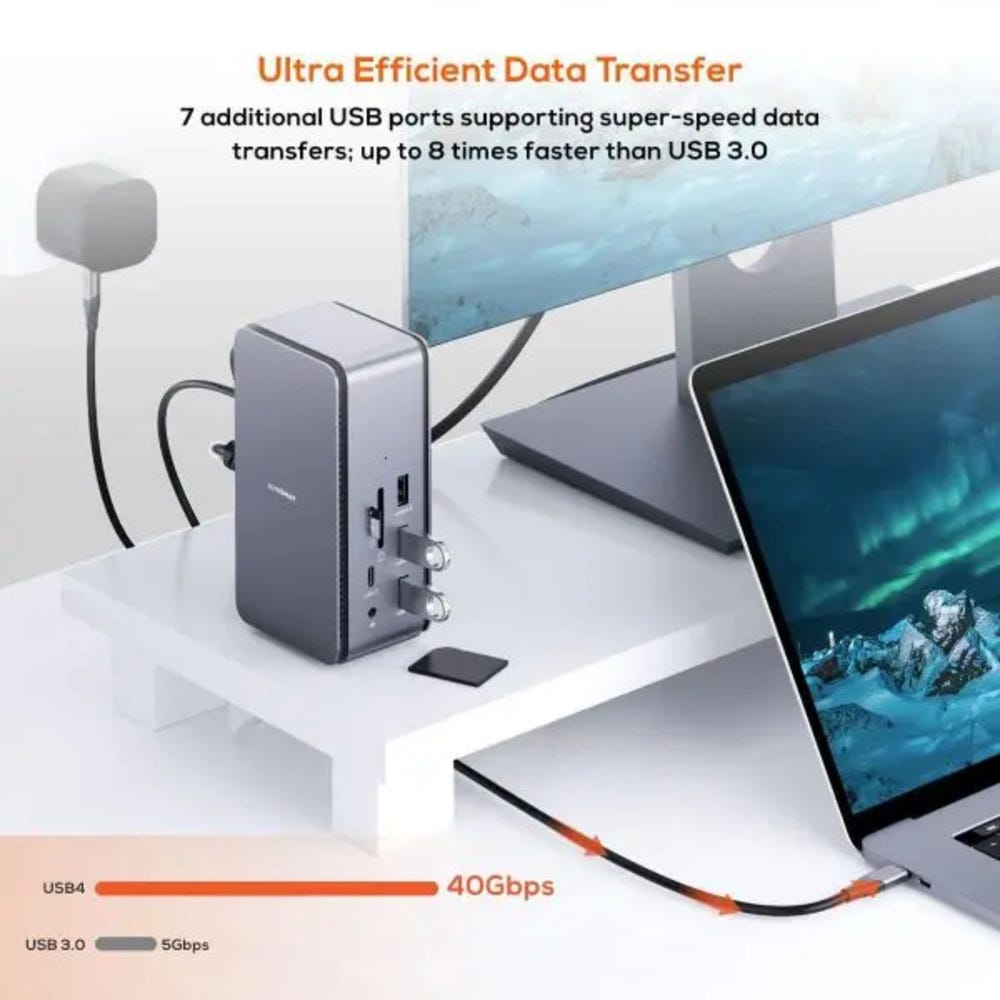 Mbeat 14 in 1 USB4 Docking Station with 8K Video 40Gbps Data (Space Grey)