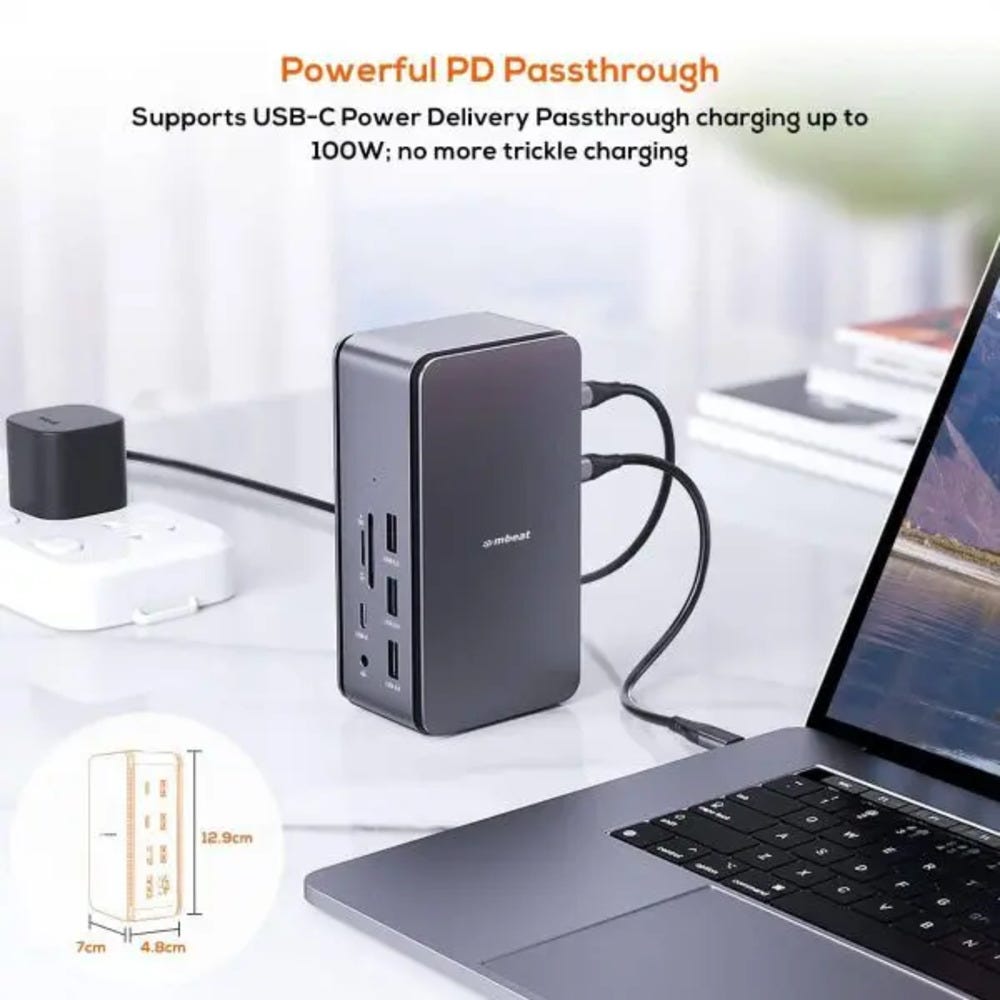 Mbeat 14 in 1 USB4 Docking Station with 8K Video 40Gbps Data (Space Grey)