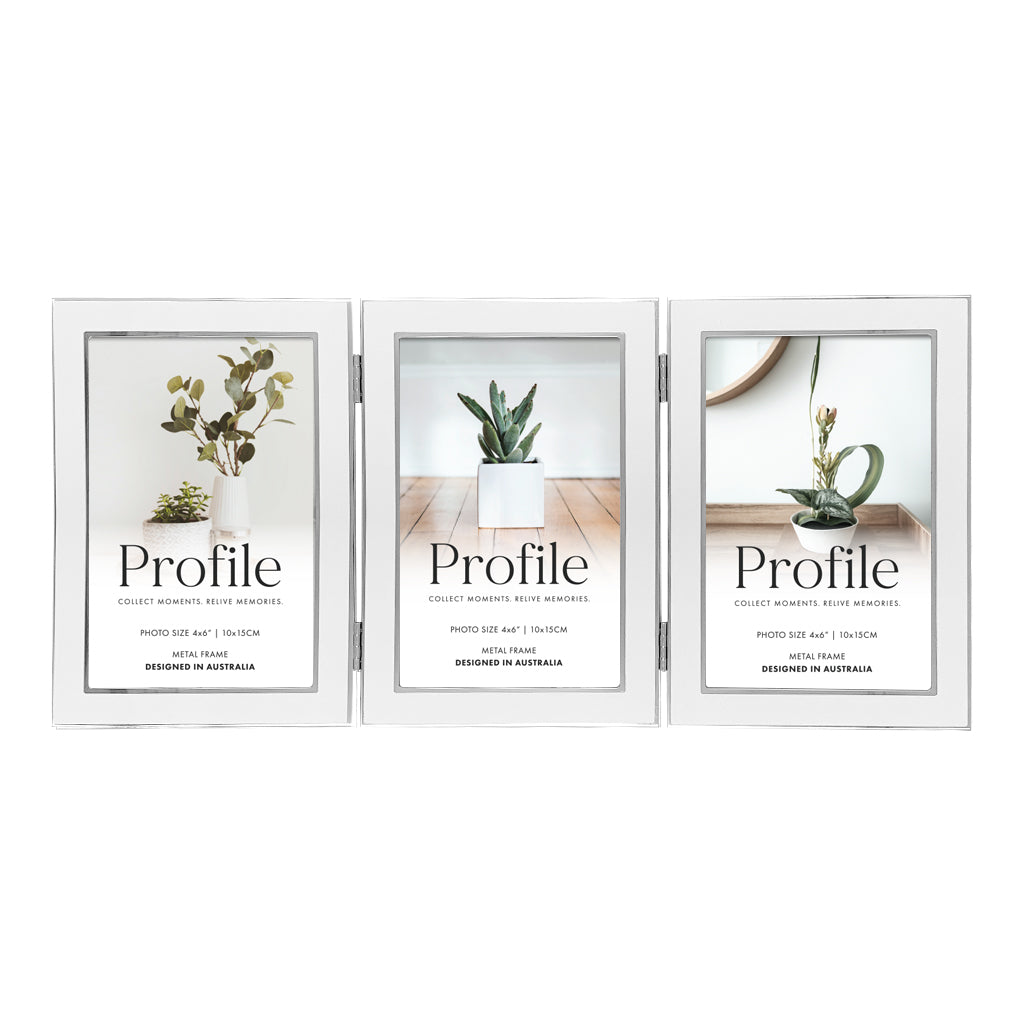 Profile - Eternal 4x6" Vertical Triple Photo Frame - White