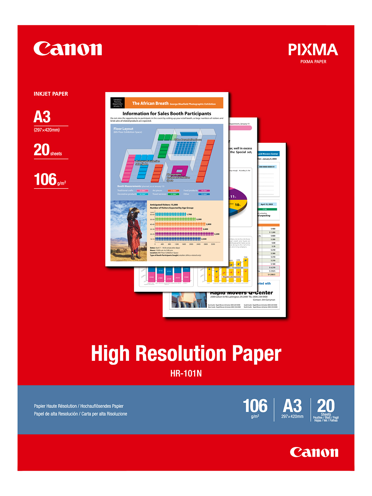 Canon High Resolution A3 Paper 20-sheets 110 gsm (HR-101NA3II)