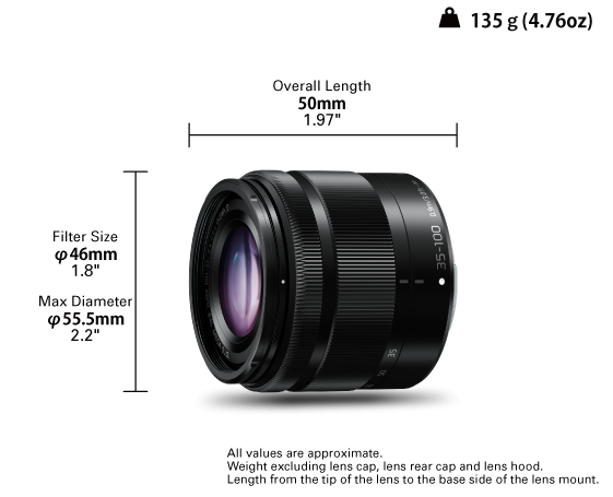 Panasonic 35-100MM f/4-5.6 MEGA OIS BLACK Lens