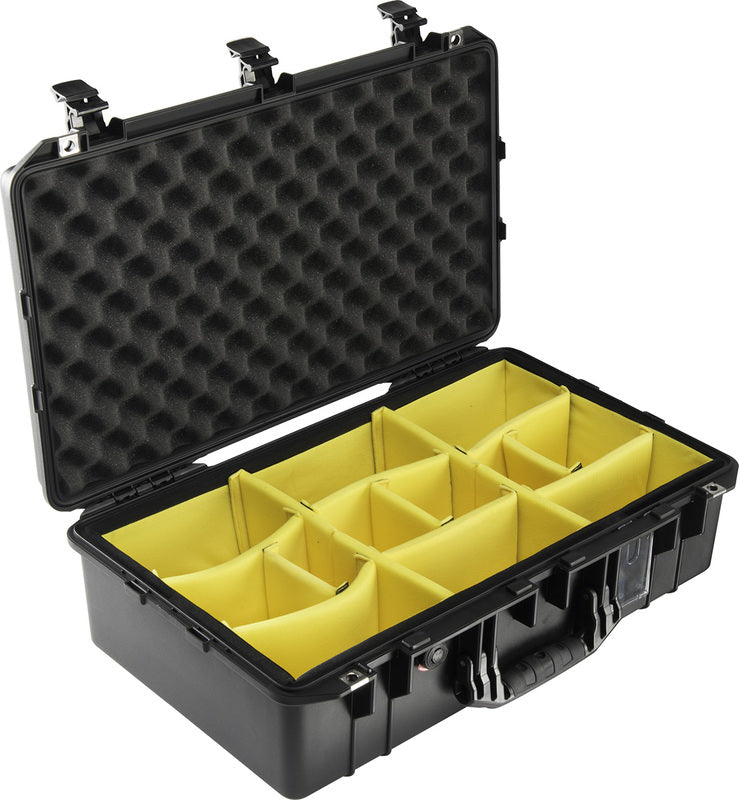 Pelican 1555 Air Case - Black with Padded Yellow Dividers