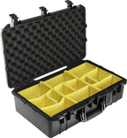 Pelican 1555 Air Case - Black with Padded Yellow Dividers