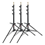 Manfrotto 1004BAC-3 Light Stands - Air Cushioned - Stackable - Black Aluminium - Pack of 3