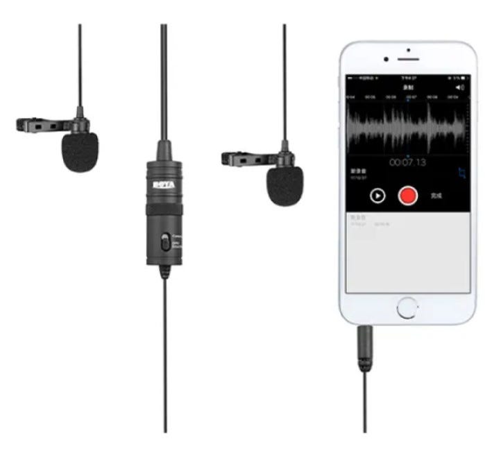 BOYA BY-M1DM Dual Mic. Lavalier Microphone for Smartphones & DSLR