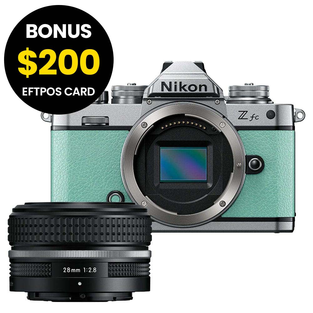 Nikon Z fc Body Mint Green with Nikkor Z 28mm f/2.8 (SE)