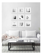Gallery Wall Set - 9 Square White Photo Frames 