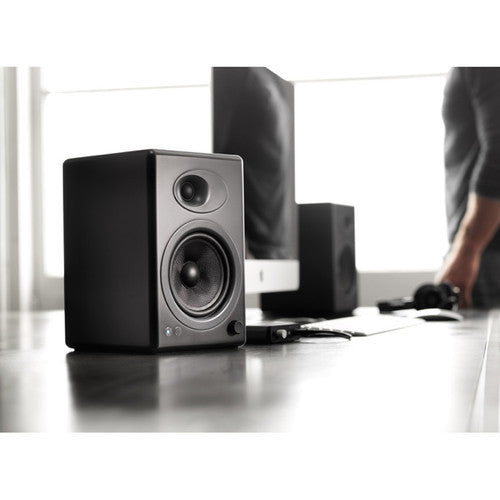 Audioengine A5+ Wireless Bookshelf Speakers with DS2 Speaker Stands (Black)
