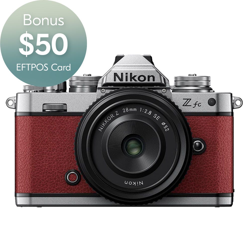 Nikon Z fc Crimson Red with Nikkor Z 28mm f/2.8 (SE)
