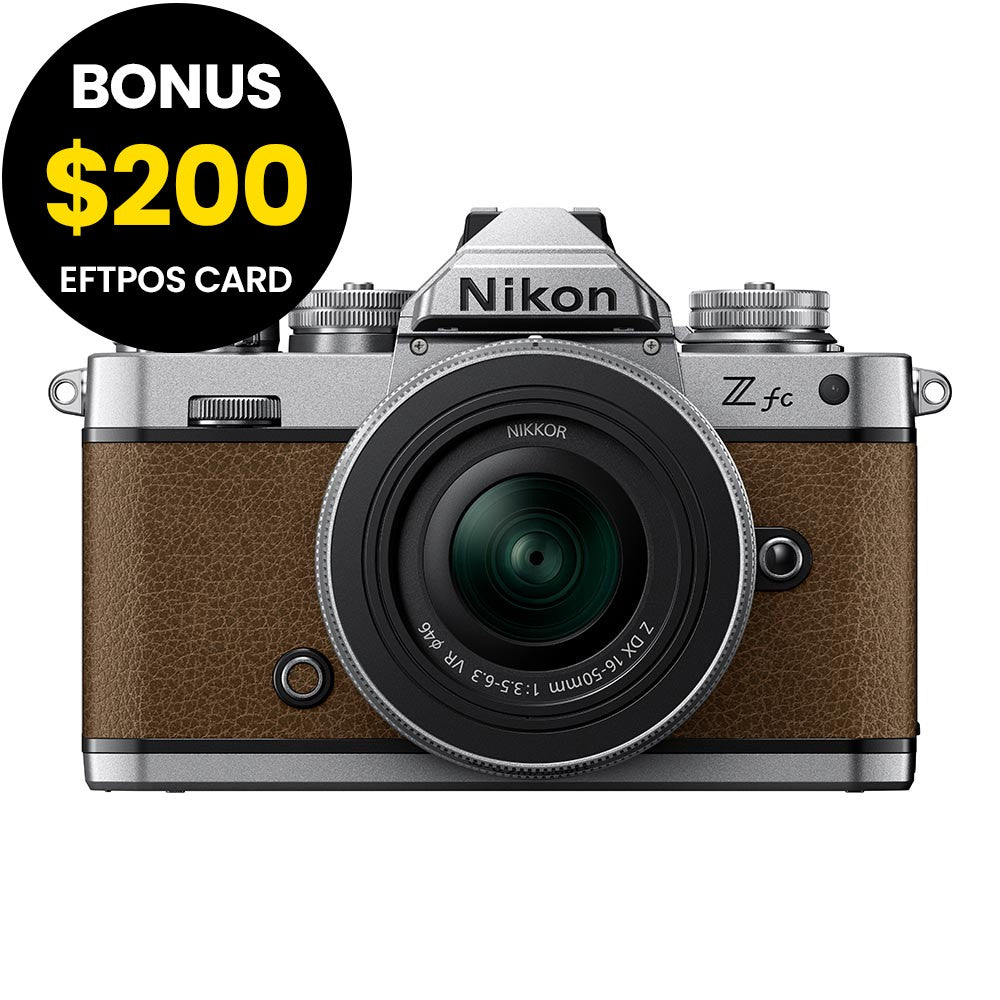 Nikon Z fc Walnut Brown with Nikkor Z 16-50mm VR and Z 50-250mm VR Lens