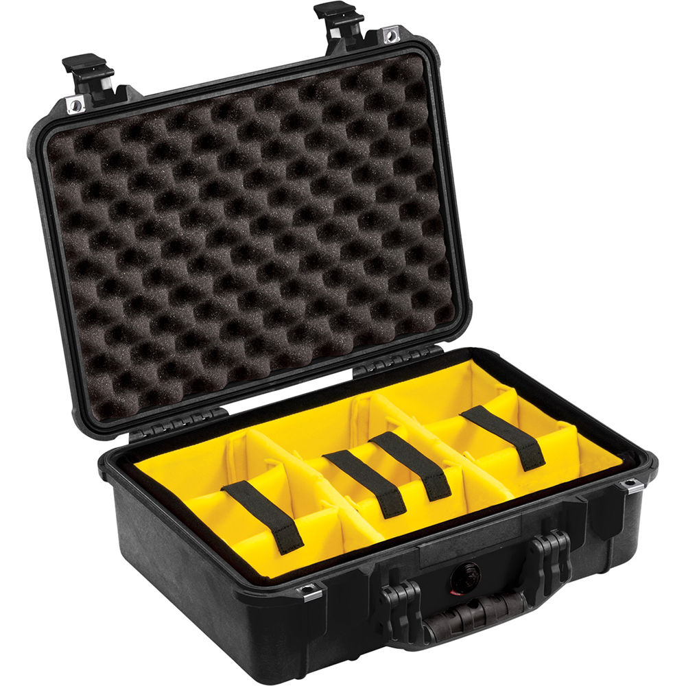Pelican 1500 Case - Black with Padded Dividers