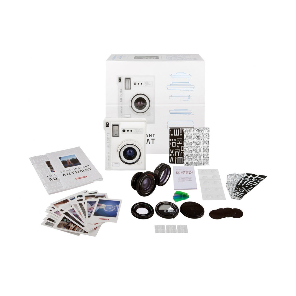 Instant Automat White Bora Bora Bora w. 3x Lens Kit inc Wide Angle Lens - Lomo