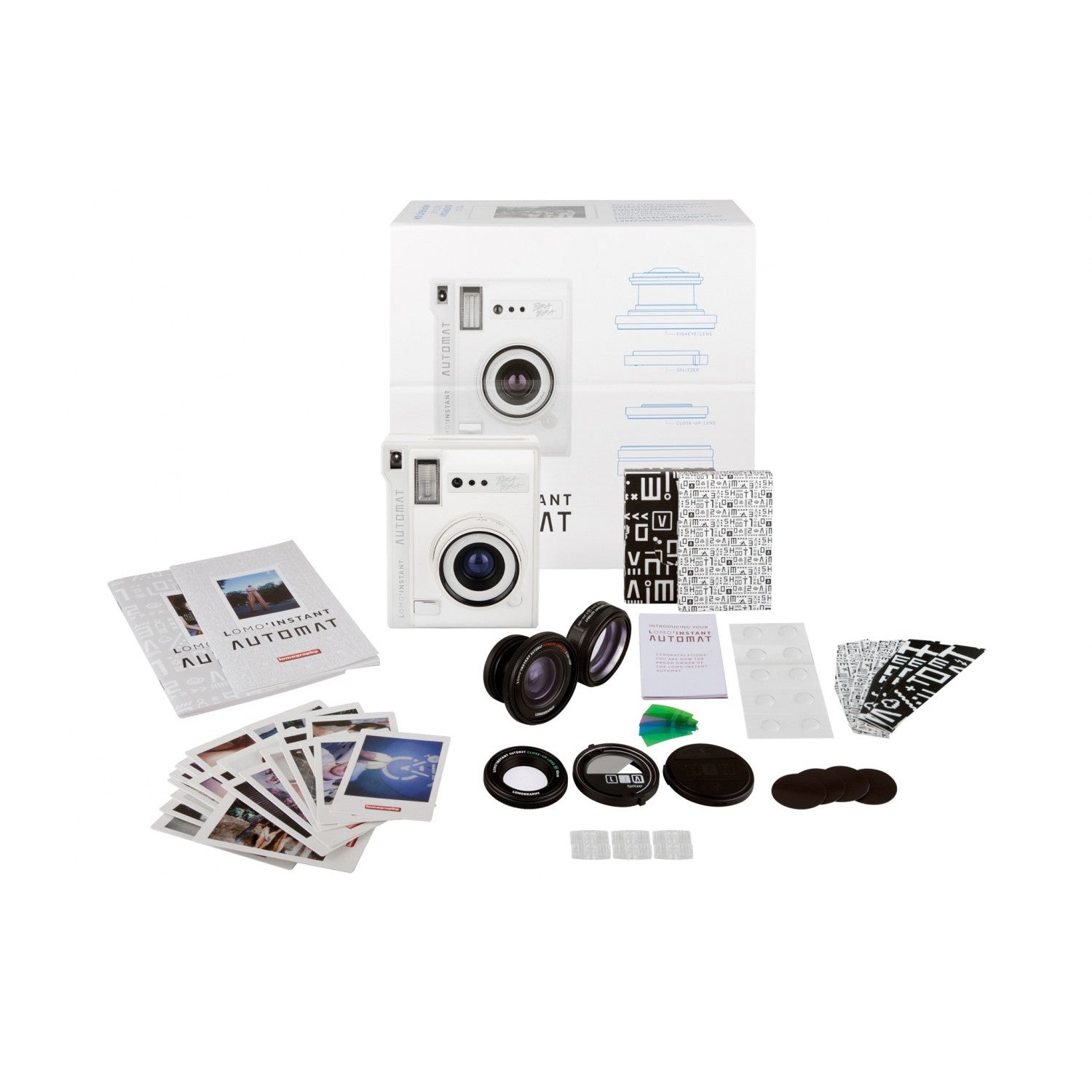 Instant Automat White Bora Bora Bora w. 3x Lens Kit inc Wide Angle Lens - Lomo