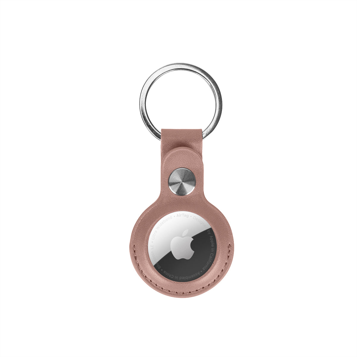 For AirTag PU Leather Key Ring Saddle (Rose Gold)