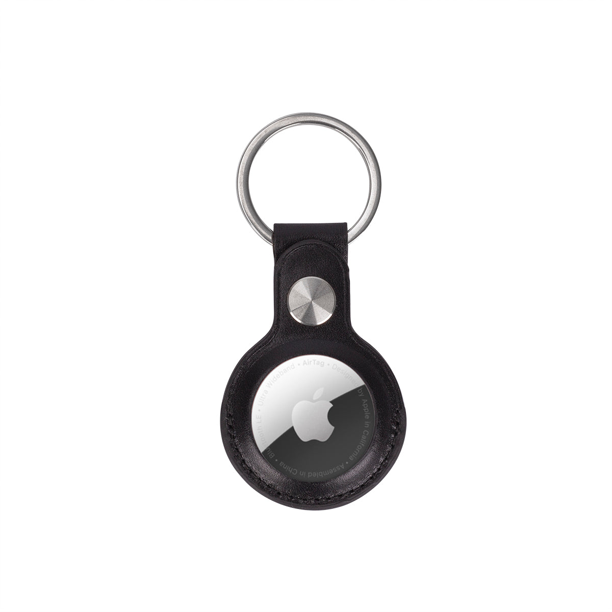 For AirTag PU Leather Key Ring Saddle (Black)