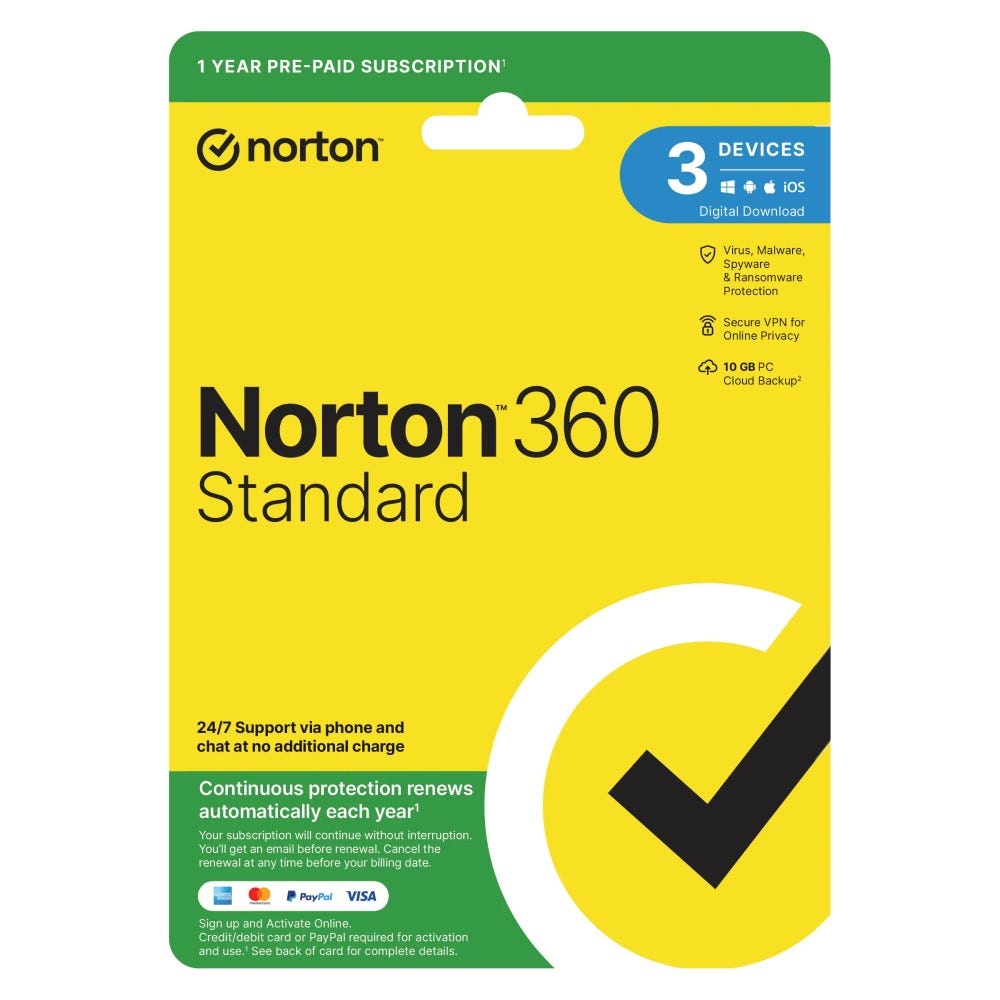 Norton 360 Standard 10GB - 1 User - 3 Devices - 12 Month