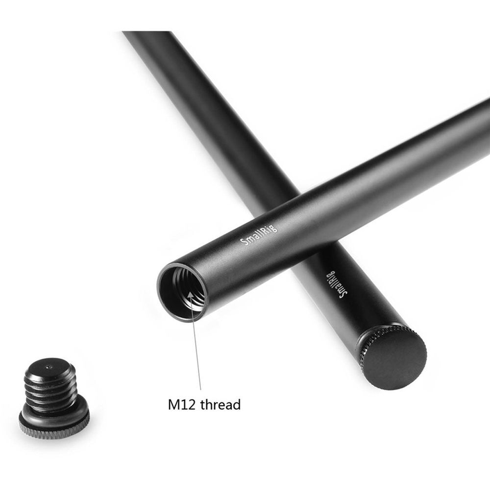 SmallRig 15mm Black Aluminum Alloy Rod (M12-400mm / 16in) (2pcs) 1054 