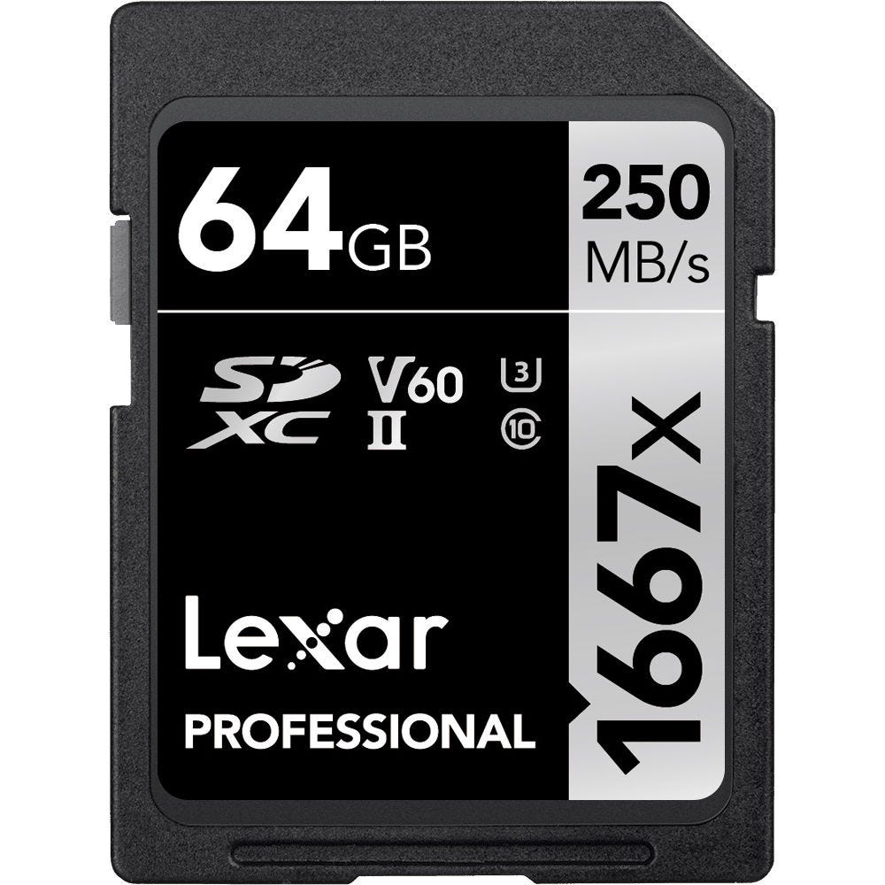 Lexar Professional 1667x SDXC UHS-II SD Card - 64GB