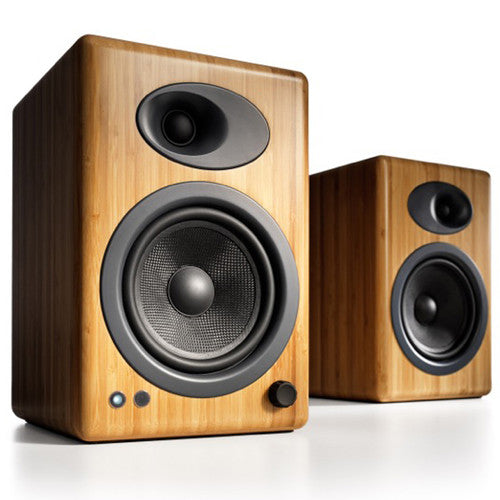Audioengine A5+ Wireless Bookshelf Speakers with DS2 Speaker Stands (Bamboo)