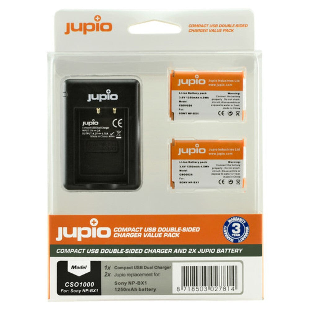 Jupio Sony NP-BX1 Twin Battery + Charger Kit