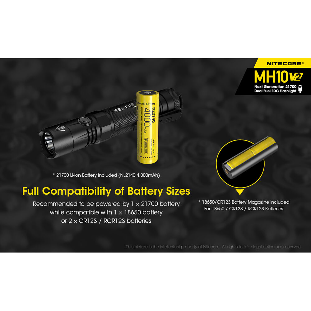 Nitecore 1200 Lumen - MH10V2 Torch with Battery