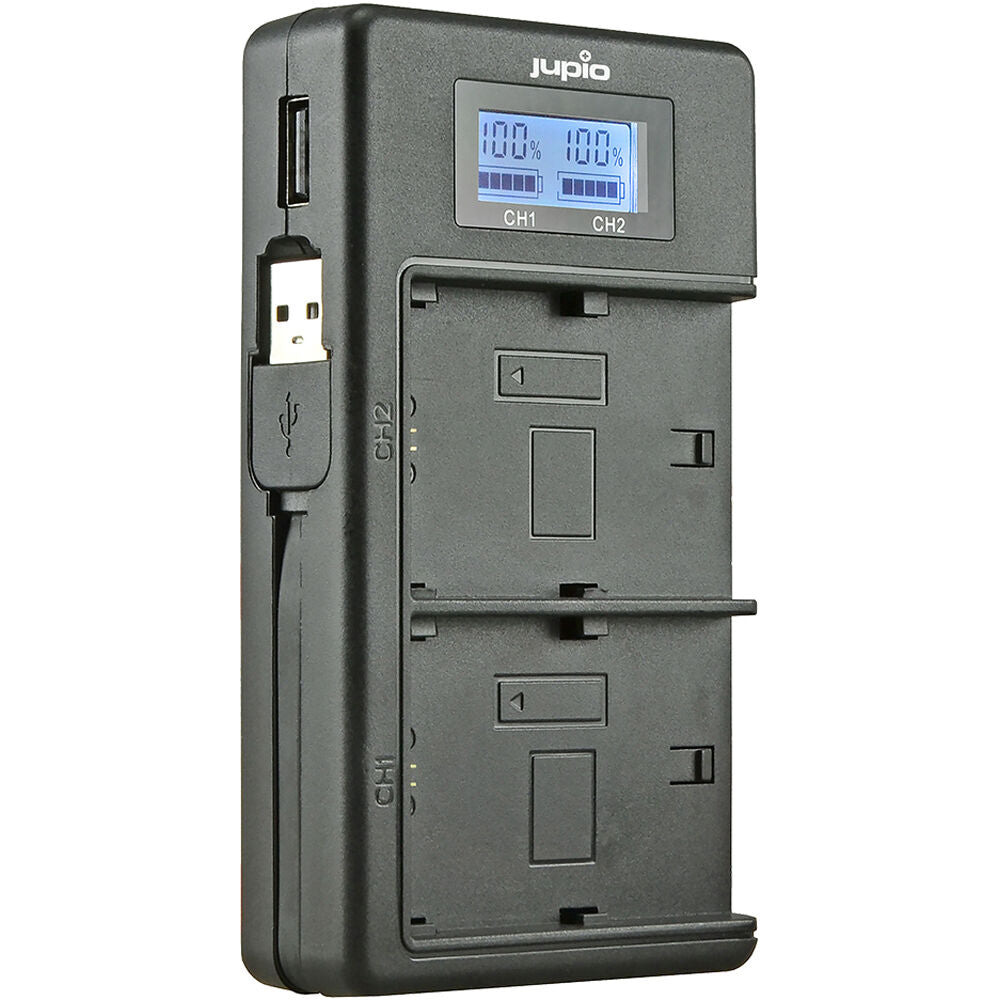 Jupio USB Dedicated Duo Charger with LCD for Fuji Fuji NP-W126S Batteries