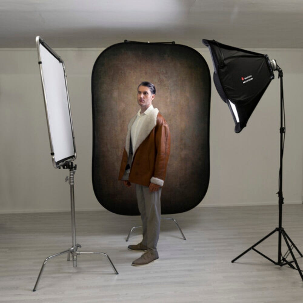 Manfrotto Vintage Reversible Collapsible Background Walnut/Pewter - 1.5x2.1m