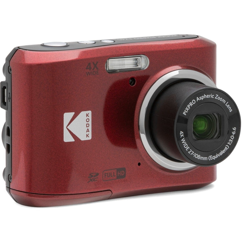 Kodak PIXPRO FZ45 Camera (Red) with Energizer Recharge Charger (4xAA Incl)