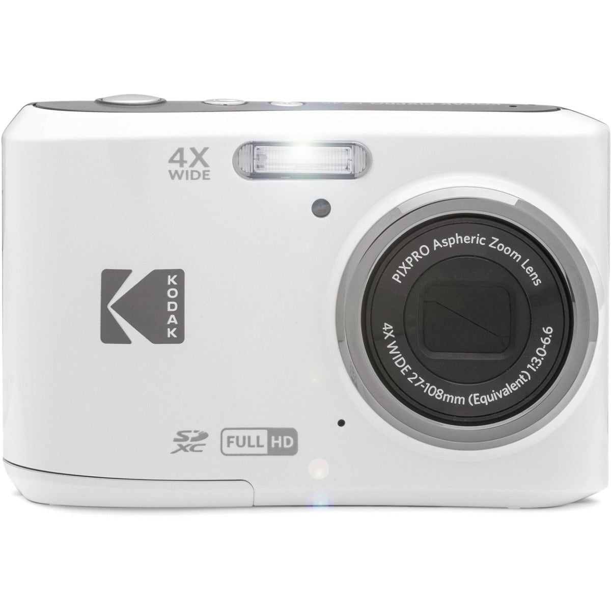 Kodak PIXPRO FZ45 Camera (White) with Energizer Recharge Charger (4xAA Incl)