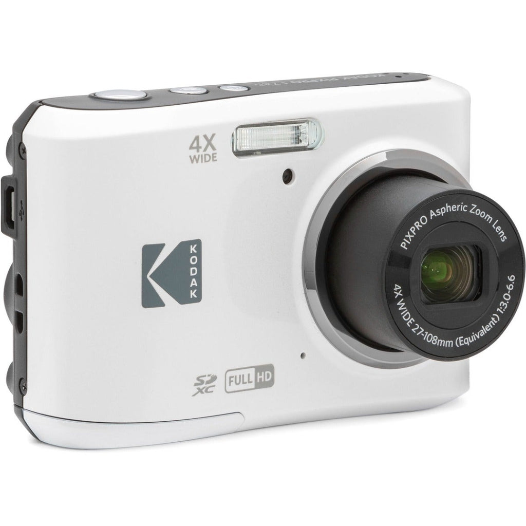 Kodak PIXPRO FZ45 Camera (White) with Energizer Recharge Charger (4xAA Incl)