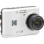 Kodak PIXPRO FZ45 Camera (White) with Energizer Recharge Charger (4xAA Incl)