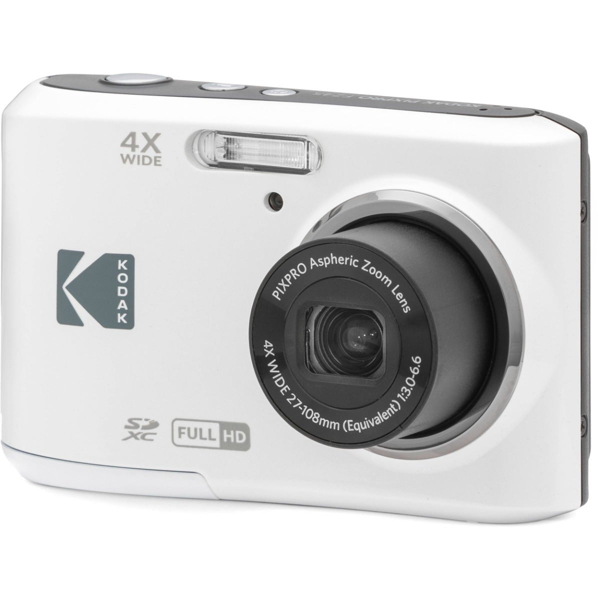 Kodak PIXPRO FZ45 Camera (White) with Energizer Recharge Charger (4xAA Incl)