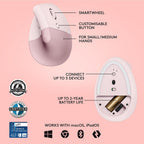 Logitech Lift Vertical Ergonomic Mouse - Rose