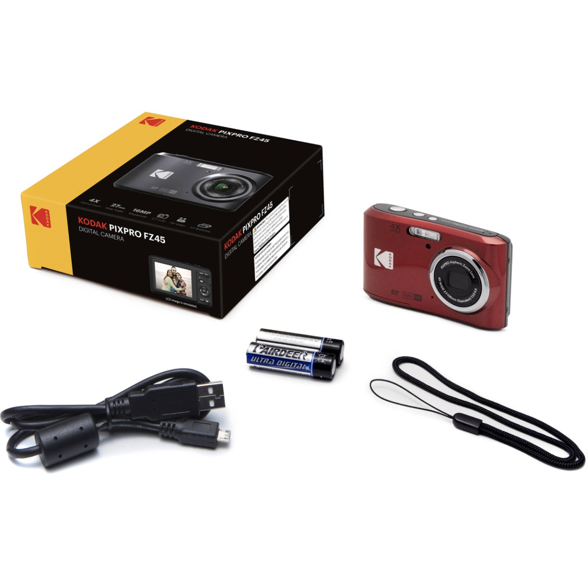 Kodak PIXPRO FZ45 Digital Camera (Red) | digiDirect