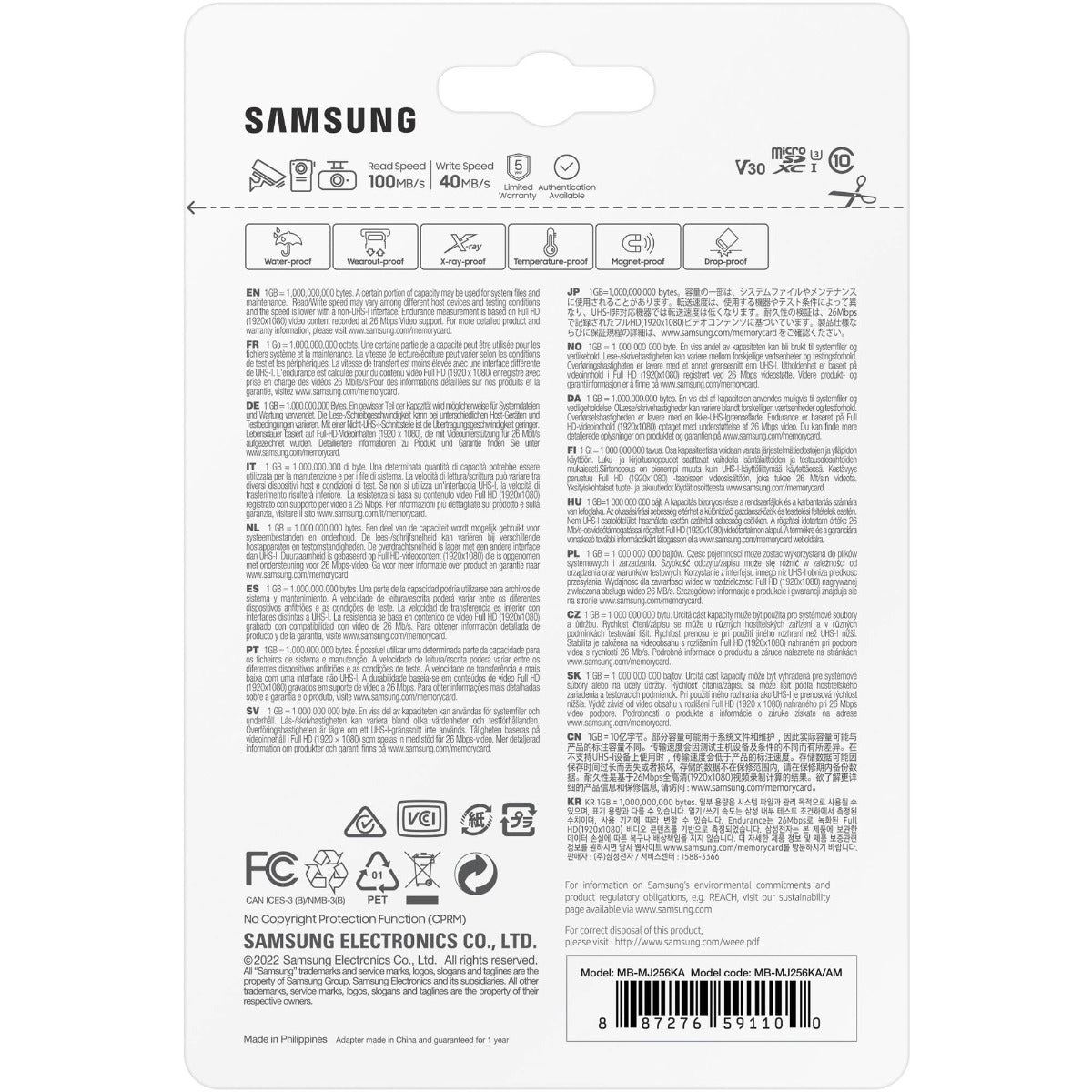 Samsung 256GB Pro Endurance Micro SDXC Memory Card with Adaptor - 100MB/s