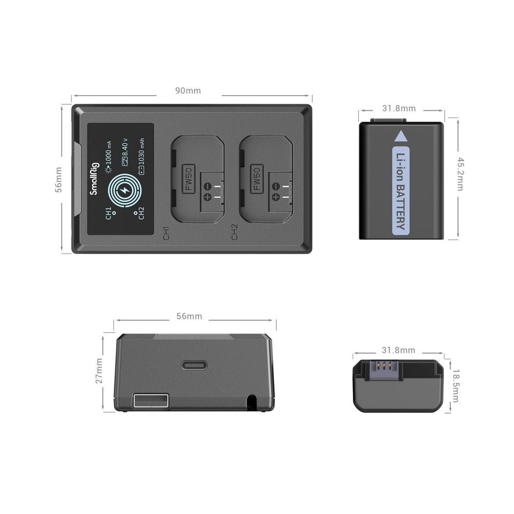 SmallRig NP-FW50 Camera Battery and Charger Kit