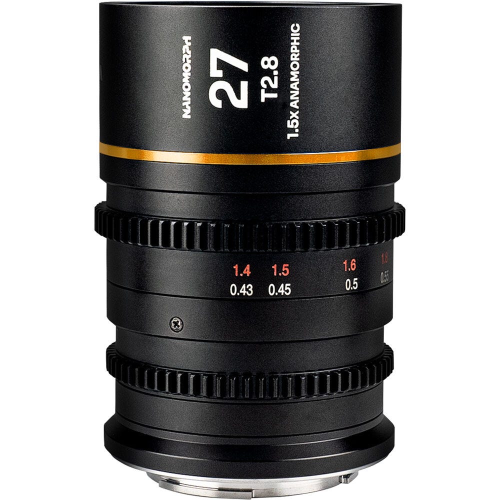 Laowa Nanomorph 27mm T2.8 1.5X S35 Anamorphic Lens - Canon RF Mount (Amber)
