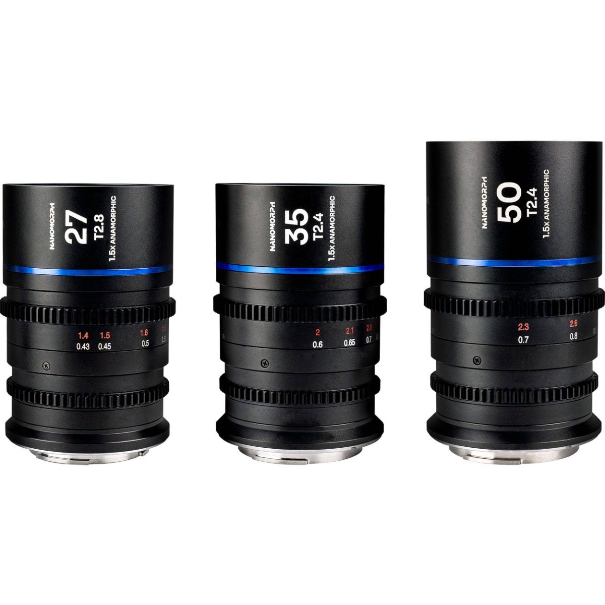 Laowa Nanomorph S35 Prime 3 Anamorphic Lens Bundle (27mm, 35mm, 50mm) - Micro Four Thirds (Blue)