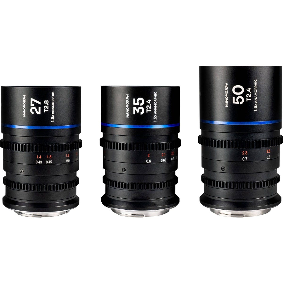  Laowa Nanomorph S35 Prime3 Anamorphic Lens Bundle(27mm, 35mm, 50mm) - Canon RF Mount (Blue) 